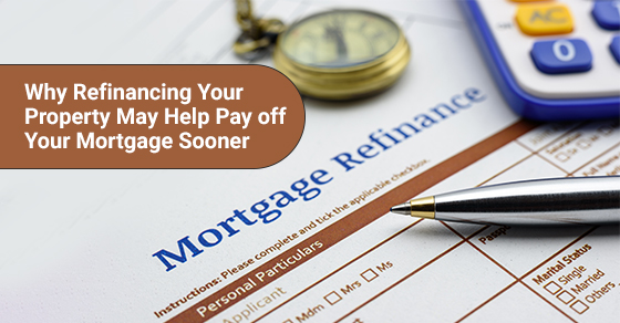 A mortgage refinancing document on desk.